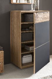 Diele Novum hochwertiger Dielenschrank Altholz schwarz Griffleiste edelstahlfarben