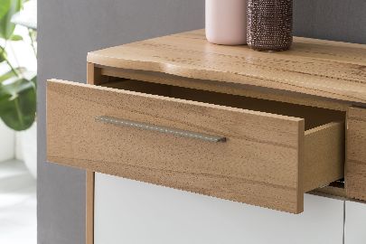 Diele No Limit Dielenschrank Baumkante Kernbuche Weiß Griff chrom