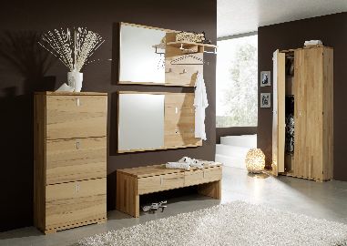 Diele Vido großer Schuhschrank Sekretär Bank Paneel Spiegel Kernbuche vollmassiv